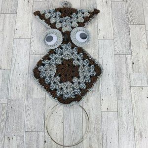 VTG Retro 70s Kawaii Crotchet Owl Towel Holder Kitchen Bathroom Cottage FarmCore
